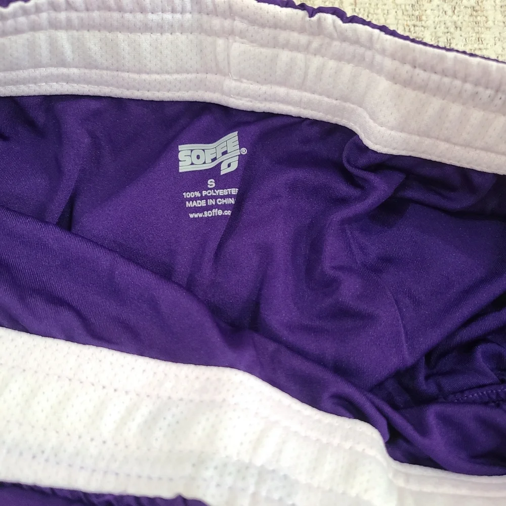 Soffe Athletic Shorts Purple and White Lightweight Design